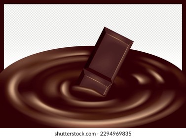 Chocolate Candy Bar in Hot Liquid Chocolate