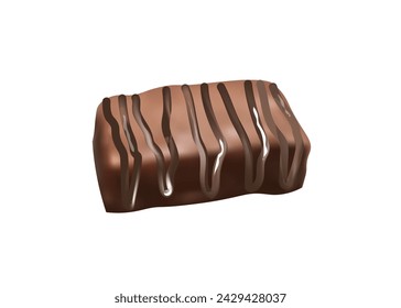 Chocolate candy bar on white background, vector