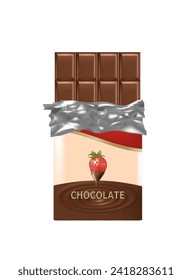 Chocolate candy bar unwrapped, vector