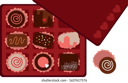 Chocolate candy box Valentine day vector