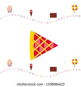 Chocolate, candy, cake, pie, ice cream, sweet, abstract vector illustration.