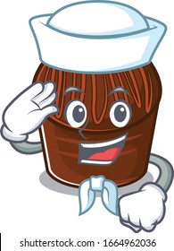Chocolate candy cartoon concept Sailor wearing hat