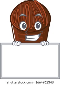Chocolate candy cartoon design concept grinning with board
