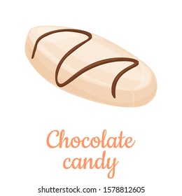 Chocolate candy cartoon illustration, isolated chocolate sweet dessert icon.