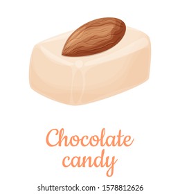 Chocolate candy cartoon illustration, isolated chocolate sweet dessert icon.