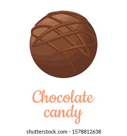 Chocolate candy cartoon illustration, isolated chocolate sweet dessert icon.