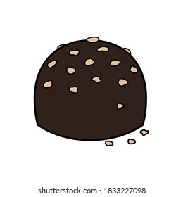 Chocolate candy. Colored vector element in doodle style. Isolated on a white background.