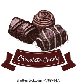 Chocolate candy colorful illustration.Vector iIlustration of chocolate candy