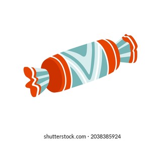 Caramelos de chocolate en envoltura colorida. Diseño retro sencillo. Ilustración vectorial dibujada a mano.