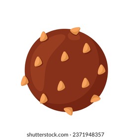 Chocolate candy concept. Sweet food, dessert and delicacy. Chocolate eating with nuts. Sweetness and confectionery. Poster or banner. Cartoon flat vector illustration isolated on white background