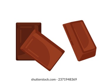 Chocolate candy concept. Sweet food, dessert and delicacy. Pieces of chocolate bars. Poster or banner for website. Cartoon flat vector illustration isolated on white background