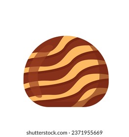 Chocolate candy concept. Sweet food, dessert and delicacy. Chocolate eating in glaze. Graphic element for website. Cartoon flat vector illustration isolated on white background