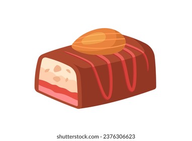 Chocolate candy concept. Sweet and pastry product, dessert and delicacy. Tasty eating and gourmet. Graphic element for website. Cartoon flat vector illustration isolated on white background