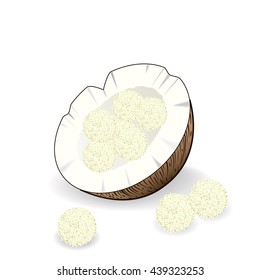 Chocolate candy, chocolate dessert. Vector illustration isolated on white background.