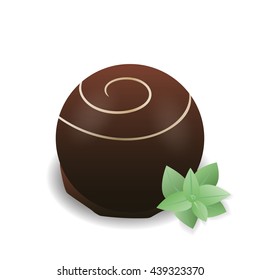 Chocolate candy, chocolate dessert. Vector illustration isolated on white background.