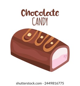 chocolate candy flat vector illustration on white background