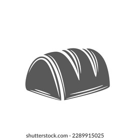 Chocolate candy glyph icon vector illustration. Stamp of bonbon for eating from luxury present box, gourmet treat with Belgian or Swiss chocolate cover, stuffed with toffee, sweet souffle or mousse