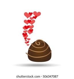 chocolate candy hearts dessert icon vector illustration
