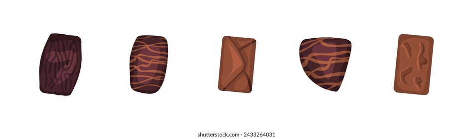 Conjunto de iconos de caramelo de chocolate. Estilo plano. Iconos vectoriales