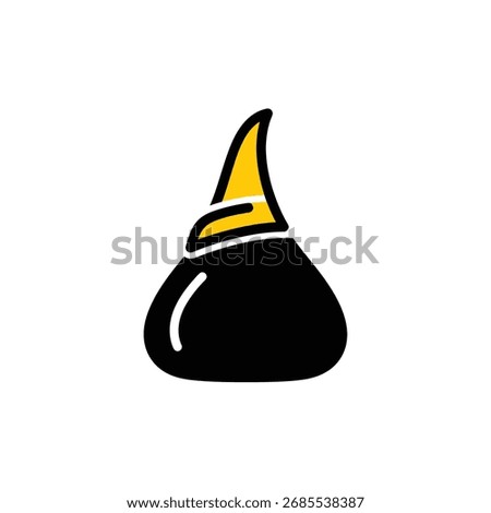 Chocolate candy illustration featuring a black and yellow stylized sweet treat. This simple vector graphic with copy space is perfect for dessert or snack-related designs.
