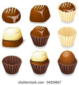 Chocolate candy isolated vector illustration.
