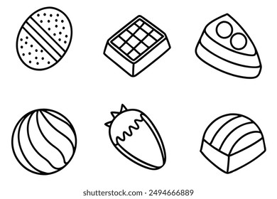 Chocolate candy line art illustration sweet treat design