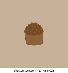 Chocolate candy on the light beige background