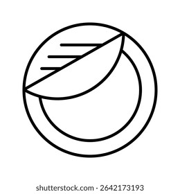 Chocolate Candy Outline estilo, doce de chocolate redondo com embalagem de folha, ideal para elementos de sobremesa e ilustrações de celebração.
