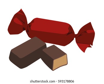 Chocolate candy realistic vector illustration isolated
