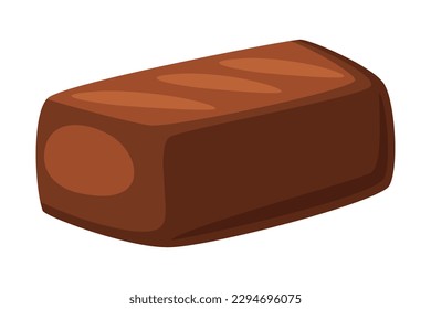 Chocolate candy of rectangular shape. Tasty sweet dessert cartoon vector illustration