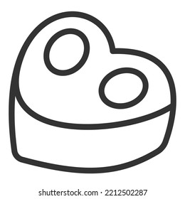 Chocolate candy in the shape of a heart - icon, illustration on white background, outline style