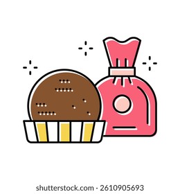 chocolate candy in spherical form color icon vector. chocolate candy in spherical form sign. isolated symbol illustration