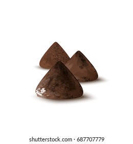 Chocolate candy truffle on white background, vector illustration