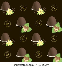 Chocolate candy. Truffle. Vector illustration of chocolate desserts.