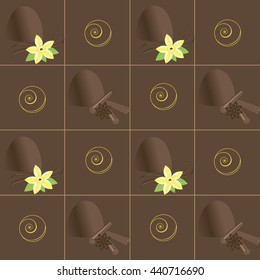 Chocolate candy. Truffle. Vector illustration of chocolate desserts.