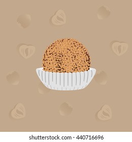 Chocolate candy. Truffle. Vector illustration of chocolate desserts.
