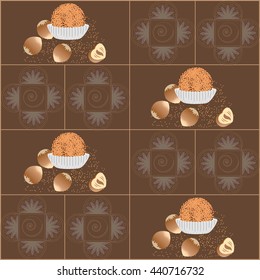 Chocolate candy. Truffle. Vector illustration of chocolate desserts.