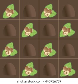 Chocolate candy. Truffle. Vector illustration of chocolate desserts.