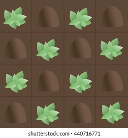 Chocolate candy. Truffle. Vector illustration of chocolate desserts.