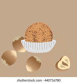Chocolate candy. Truffle. Vector illustration of chocolate desserts.
