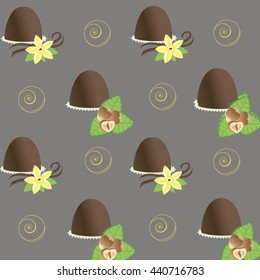 Chocolate candy. Truffle. Vector illustration of chocolate desserts.