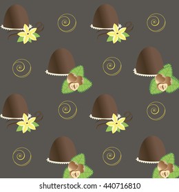 Chocolate candy. Truffle. Vector illustration of chocolate desserts.
