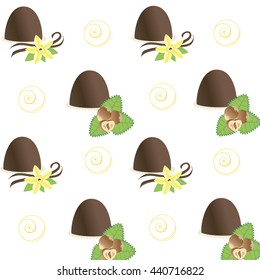 Chocolate candy. Truffle. Vector illustration of chocolate desserts.