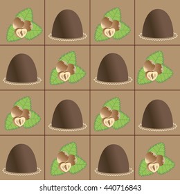 Chocolate candy. Truffle. Vector illustration of chocolate desserts.