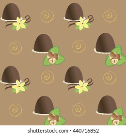 Chocolate candy. Truffle. Vector illustration of chocolate desserts.