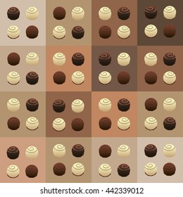 Chocolate candy. Truffle. Vector illustration of chocolate desserts.
