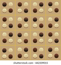 Chocolate candy. Truffle. Vector illustration of chocolate desserts.