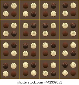 Chocolate candy. Truffle. Vector illustration of chocolate desserts.
