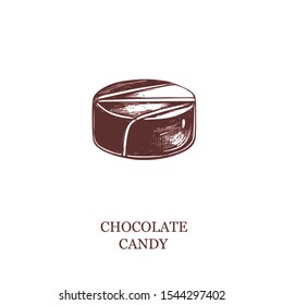 Chocolate candy. Vector hand drawn illustration. Vintage element for restaurant, bakery menu