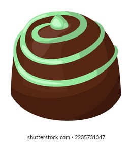 Caramelos de chocolate. Ilustración vectorial de la comida dulce y los aperitivos. El postre de caricatura aislado en blanco. Confección, concepto de menú pastelería